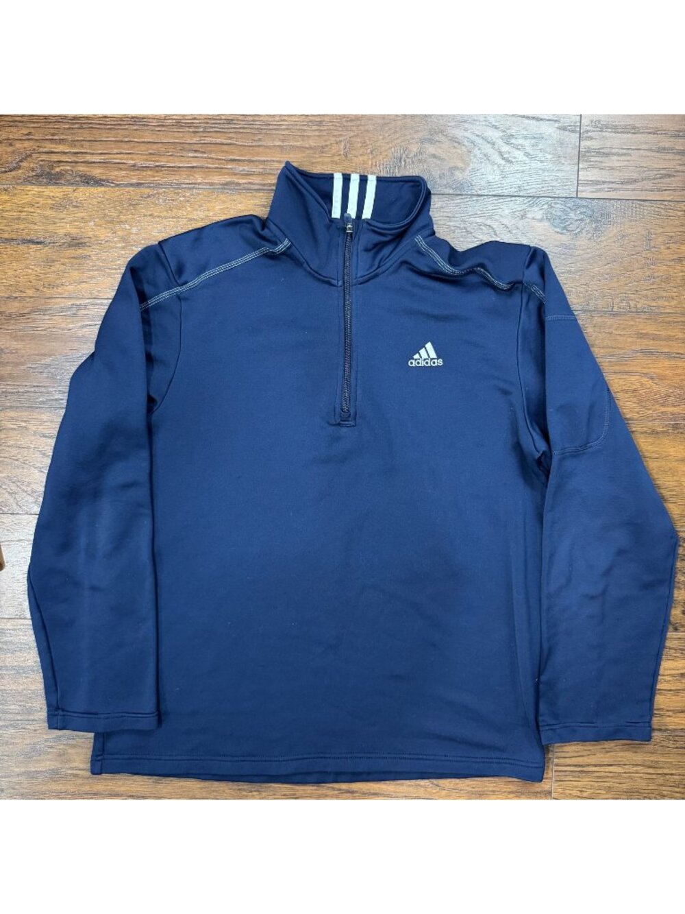 Adidas Navy Blue 1/4 Zip Pullover Sweatshirt Zipper Pocket Mens Large Activewear